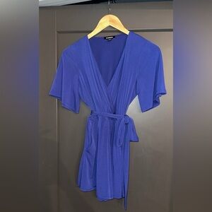 Express Dark Blue Women's Romper with Tie